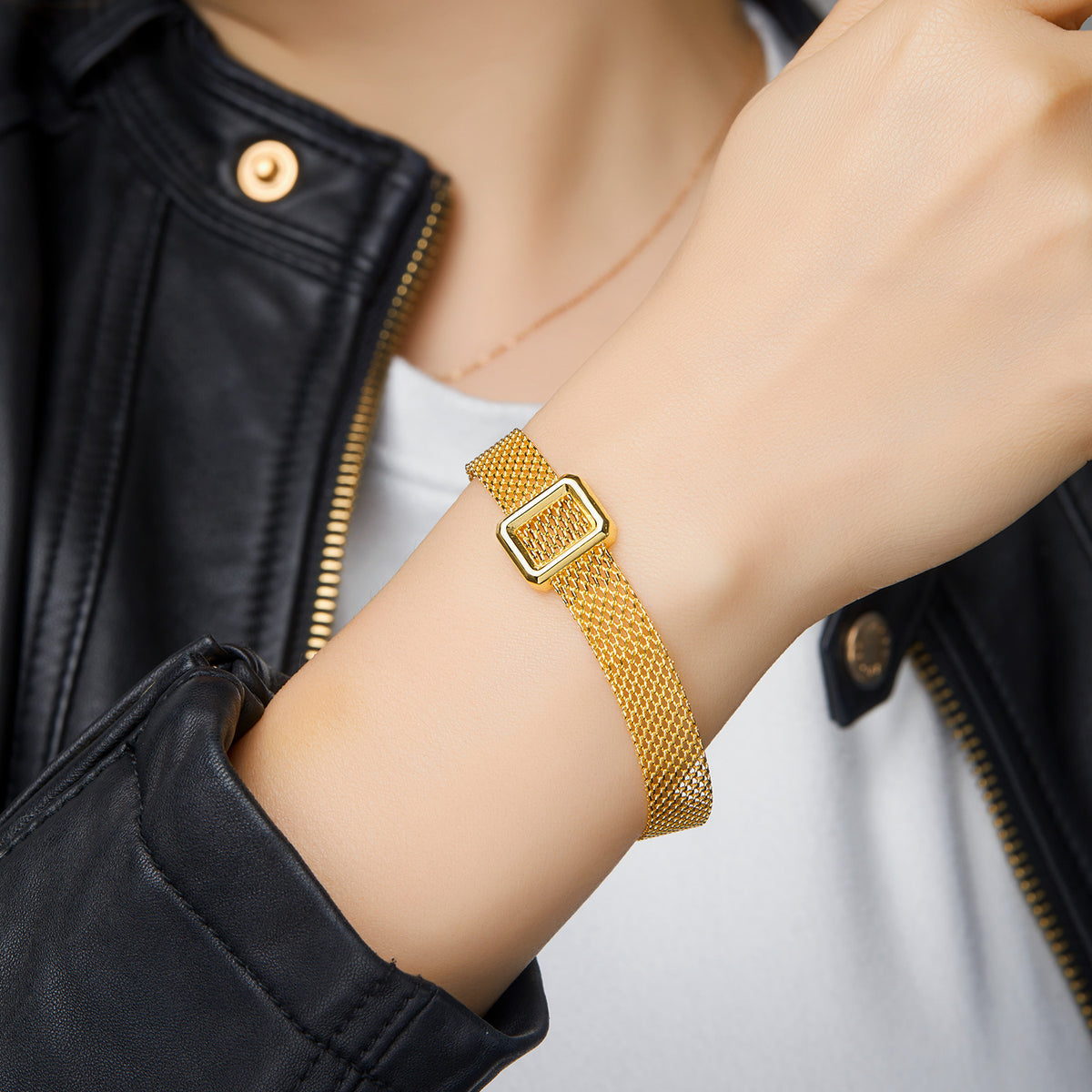 Sterling Silver Square-Detail Mesh Bracelet | Woven Bracelet BR11 Bracelet