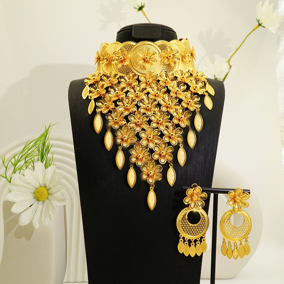 Radiant Dubai Floral Jewelry Set - Wedding Banquet Elegance | iBrilliance B60336