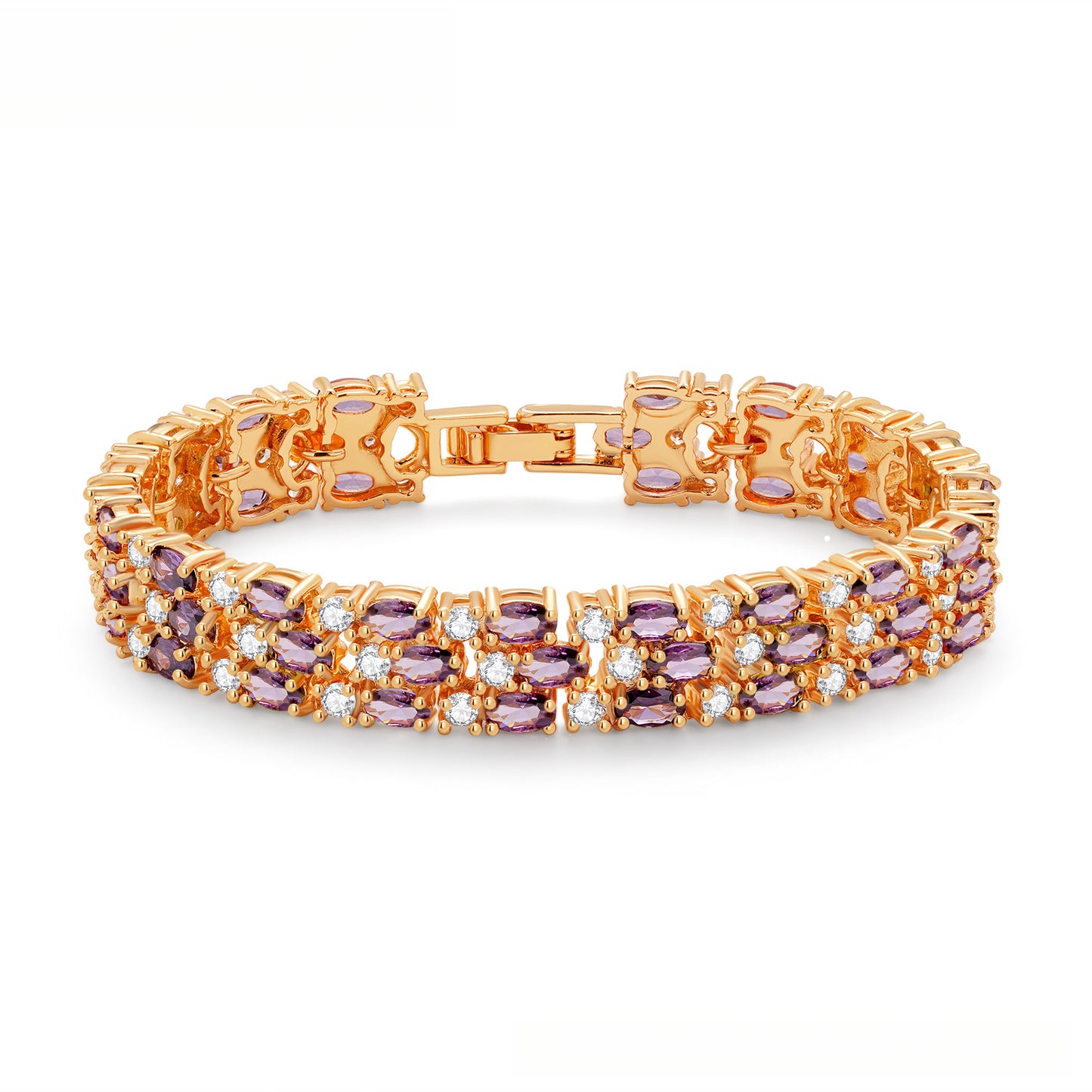 Triple-Stack Colorful Zircon Inlaid Bracelet