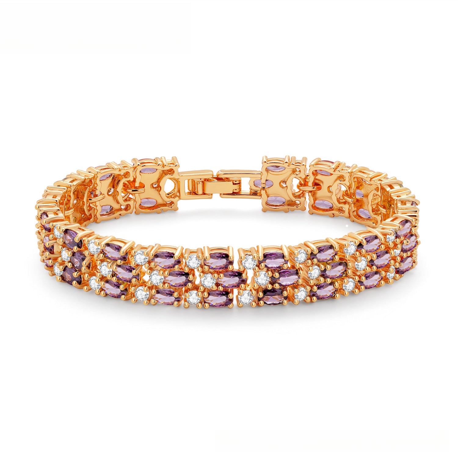 Triple-Stack Colorful Zircon Inlaid Bracelet