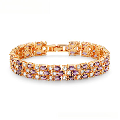 Triple-Stack Colorful Zircon Inlaid Bracelet