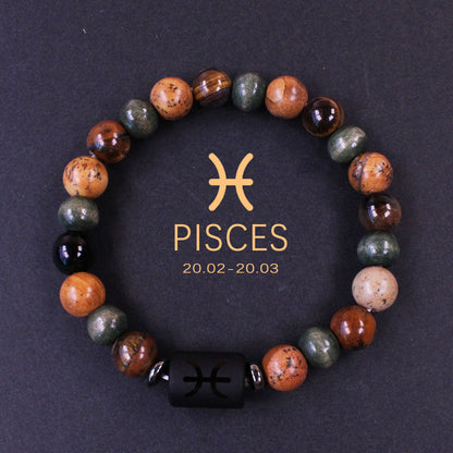 Twelve Constellations Bracelet Beaded Natural Stone Bracelet Universe Space Eight Planets Stone Picture Stone