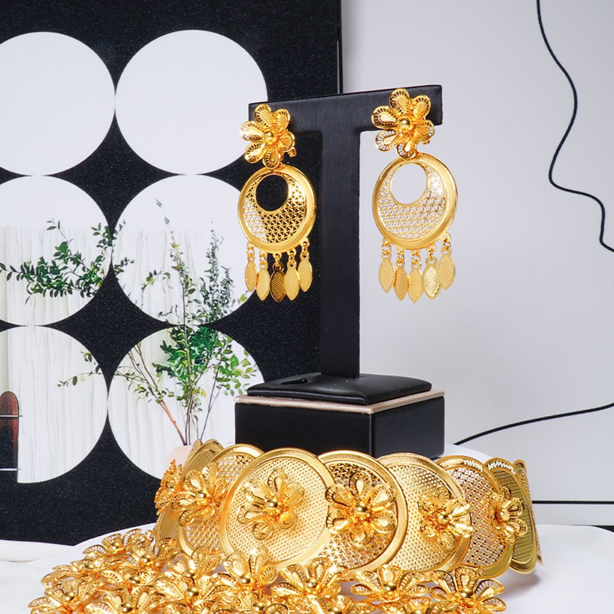 Radiant Dubai Floral Jewelry Set - Wedding Banquet Elegance | iBrilliance