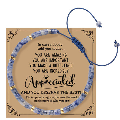 Adjustable Handmade Woven Bracelet Natural Stone Bohemian Colorful Aventurine Purple Braided Bracelet