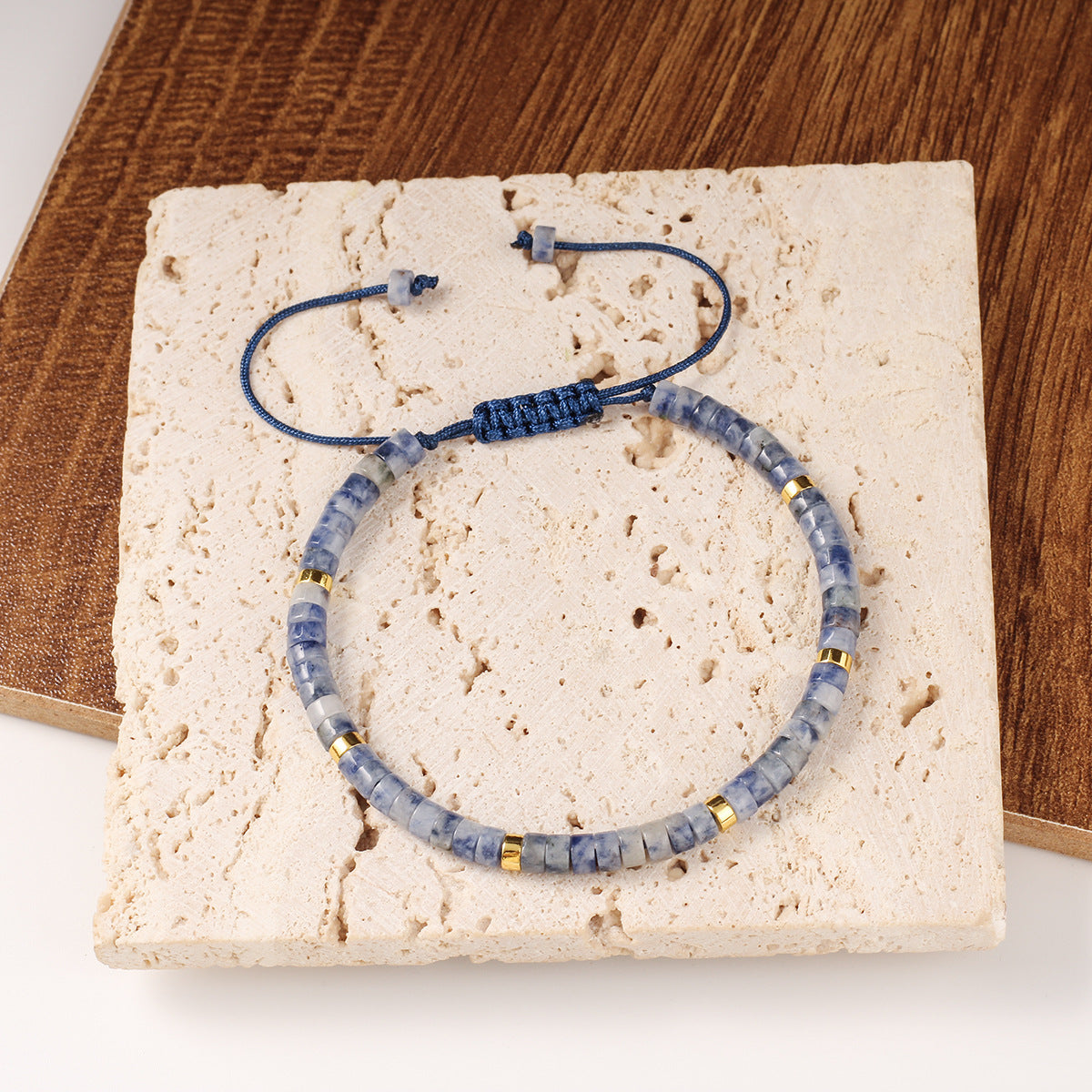 Adjustable Handmade Woven Bracelet Natural Stone Bohemian Colorful Aventurine Purple Braided Bracelet