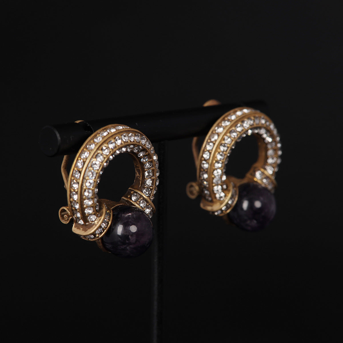 Vintage Purple Agate Drop Earrings - Heritage Elegance | iBrilliance