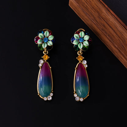 Palace Style Flower Necklace Vintage Set Antique Enamel Painted Bracelet