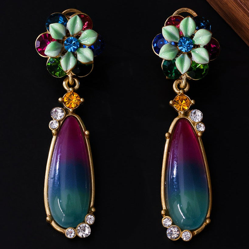 Palace Style Flower Necklace Vintage Set Antique Enamel Painted Bracelet