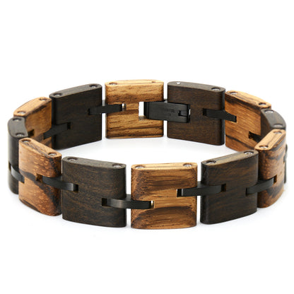 Sandalwood Bracelet | Vintage Stainless Steel & Natural Wood Bracelet