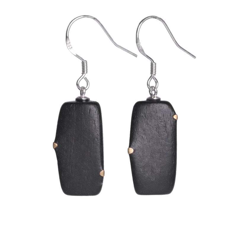 Ebony & Brass Dot Geometric Drop Earrings | ER01
