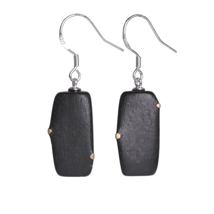 Ebony & Brass Dot Geometric Drop Earrings | ER01