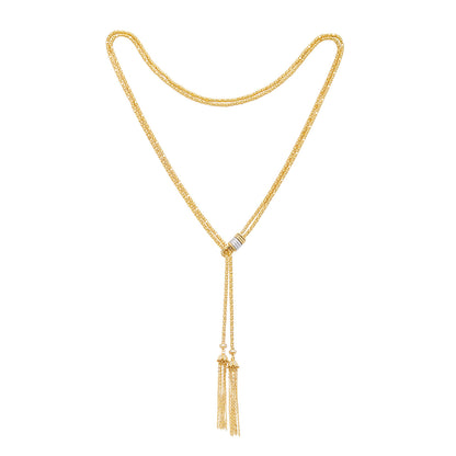 Sterling Silver Double-Chain Tassel Lariat Necklace | Adjustable Necklace NK13 Necklace