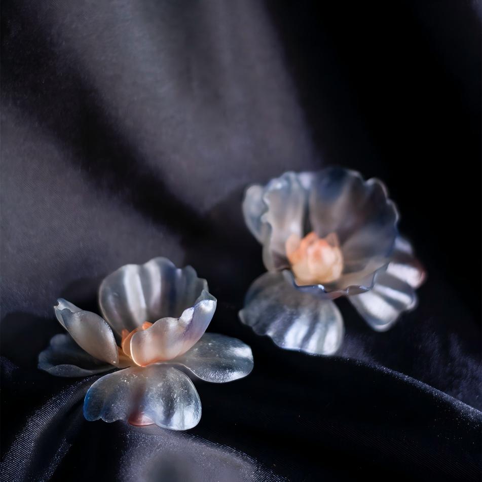 Mist | Sculptural Leather Flower Earrings E06