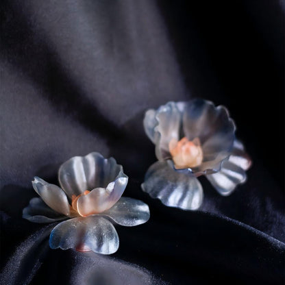 Mist | Sculptural Leather Flower Earrings E06