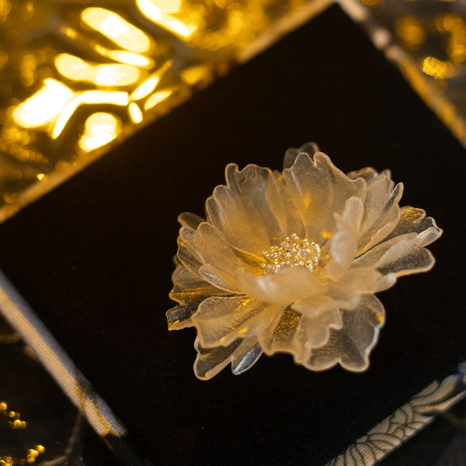 Ablaze | Sculptural Leather Peony Earrings E02
