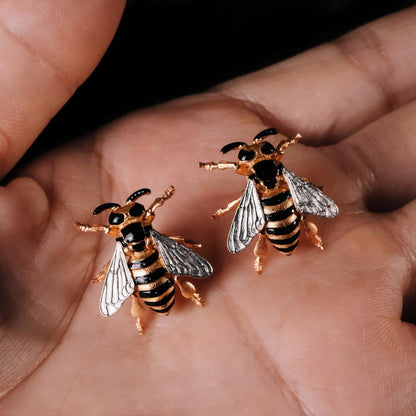 Wondrous Bee Stud Earrings | 925 Silver Enamel Artisan Earrings E01