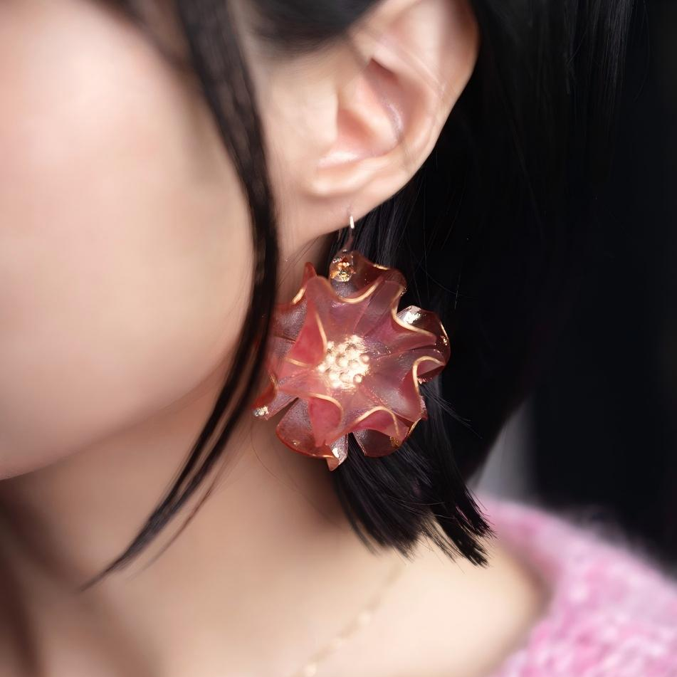 Devoted | Sculptural Leather Flower Earrings E04