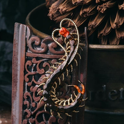 Wondrous Centipede Brooch | Brass Lost-Wax Cast Enamel Pin B02