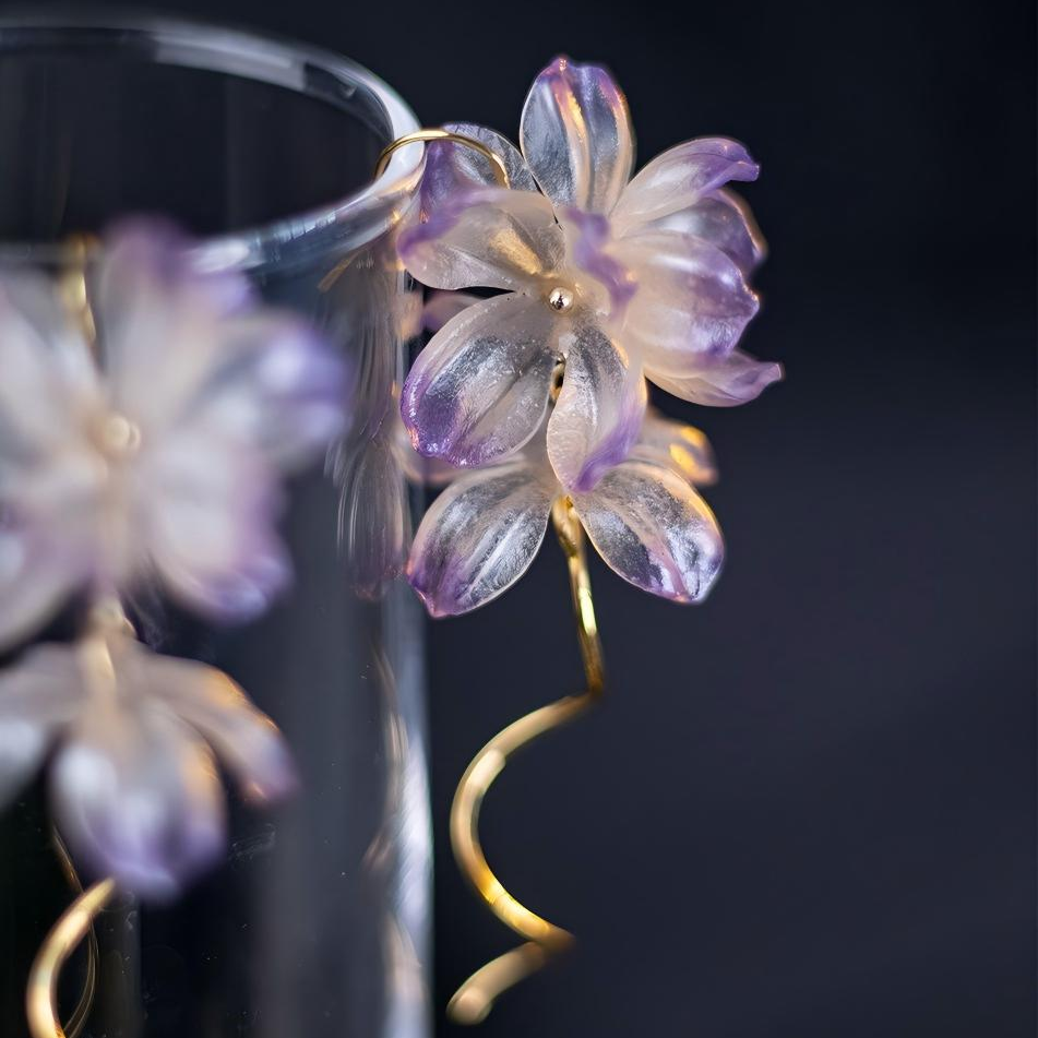 Wisteria | Sculptural Leather Flower Earrings E02