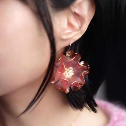 Devoted | Sculptural Leather Flower Earrings E04
