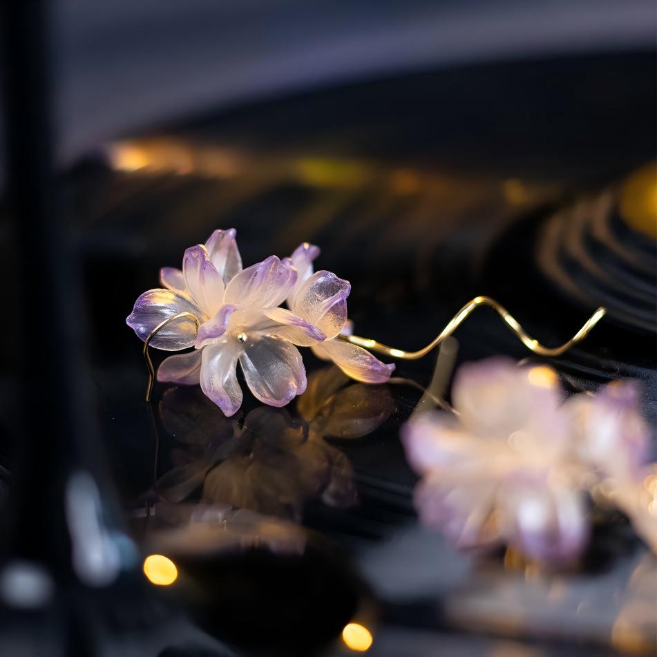 Wisteria | Sculptural Leather Flower Earrings E02