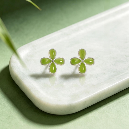 Four Seasons Joy | Jade Four-Leaf Stud Earrings SJ01 Earring