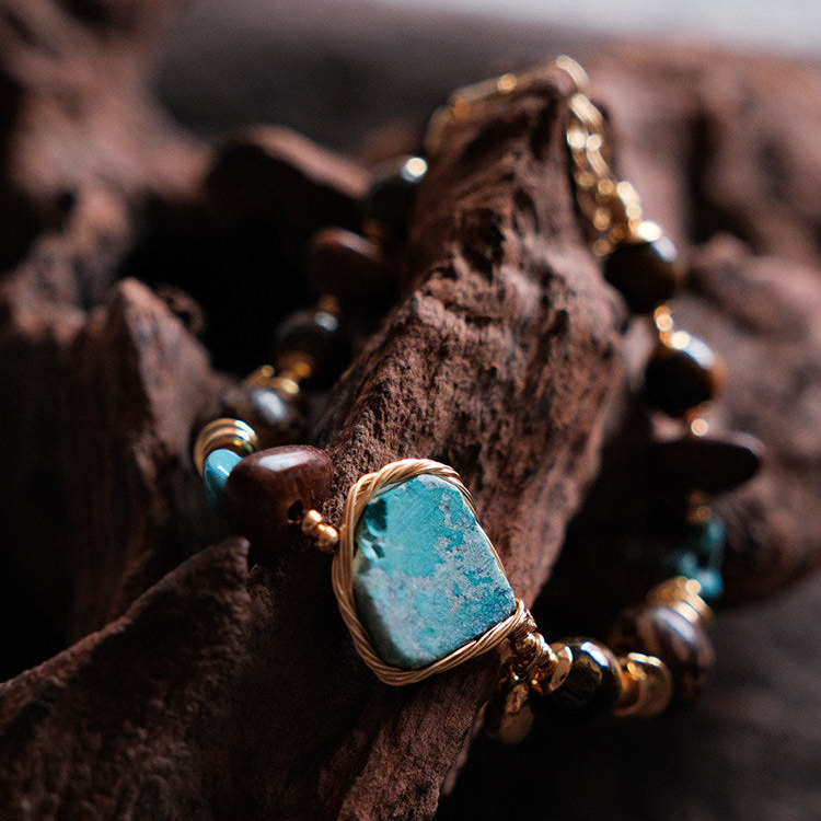 Moon Between Pines | Natural Turquoise Beaded Bracelet B02