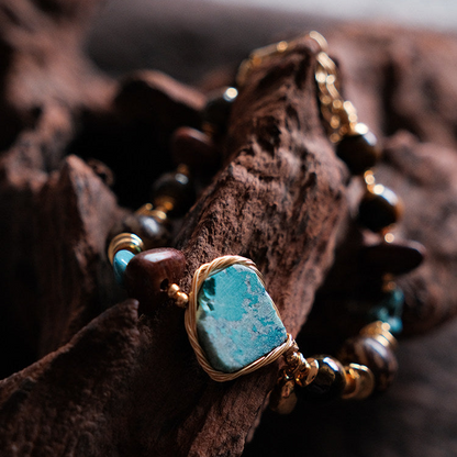 Moon Between Pines | Natural Turquoise Beaded Bracelet B02