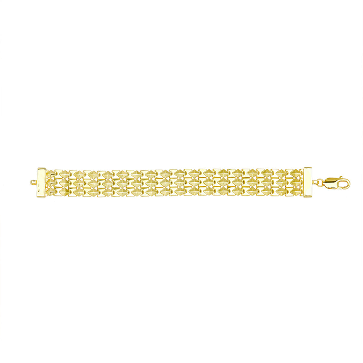 S925 Sterling Silver Triple-Row Geometric Link Bracelet | Bracelet BR10