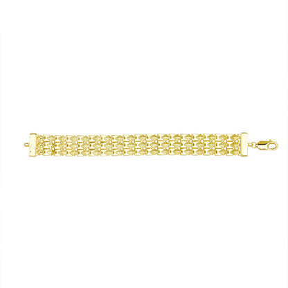 S925 Sterling Silver Triple-Row Geometric Link Bracelet | Bracelet BR10