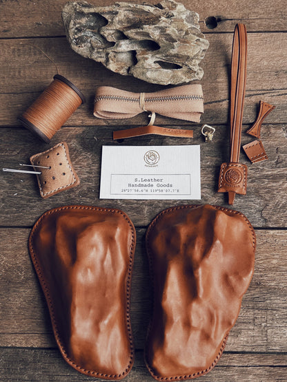 S.Leather Stone-Form Leather Pouch | Handmade Vegetable-Tanned Wristlet Bag P01 Bag
