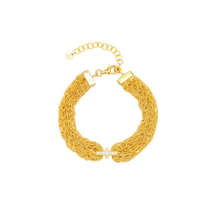 Sterling Silver Four-Point Star Mesh Bracelet | Woven Bracelet BR09