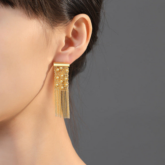 Sterling Silver Woven Bead Tassel Earrings | Drop Earrings ER05 Earring