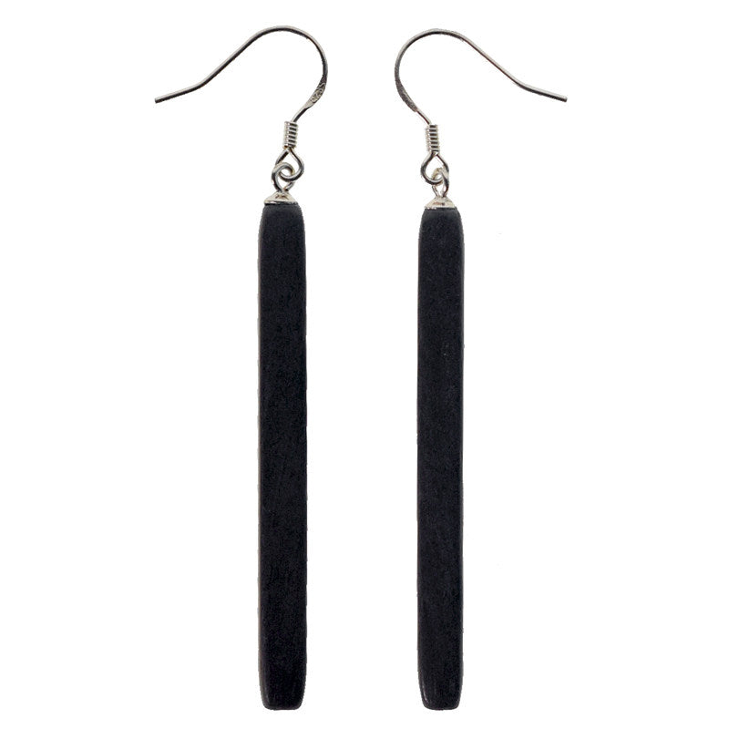 Ebony Wood Bar Drop Earrings | Handcrafted Wooden Earrings ER03