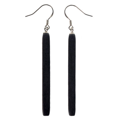 Ebony Wood Bar Drop Earrings | Handcrafted Wooden Earrings ER03