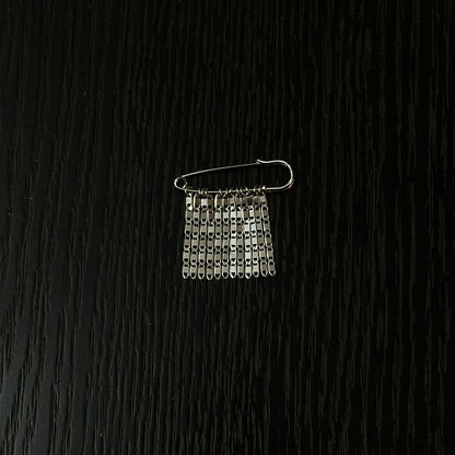 Shimmer Silver Tassel Safety Pin Brooch | Handcrafted | PN02 Brooch