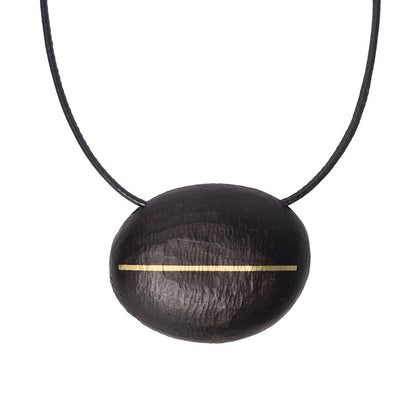 Ebony & Brass Inlay Oval Pendant Necklace | NK02