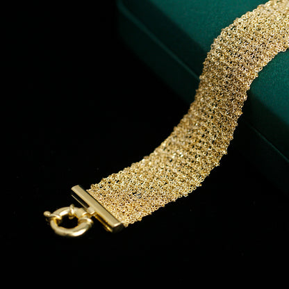 Sterling Silver Cross-Woven Mesh Bracelet | Gold Tone Bracelet BR07 Gold Tone Bracelet