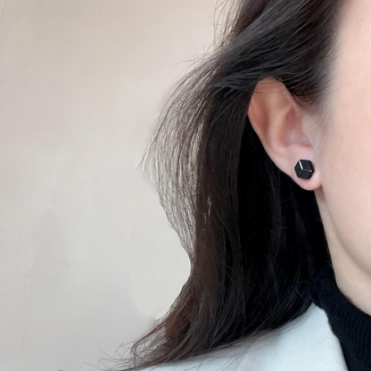 Boundary Ceramic Hexagon Earrings | Geometric Stud Earrings ER15