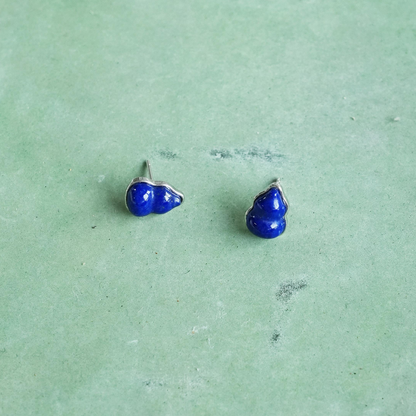 Lanlu Lapis Lazuli Gourd Earrings | Silver Stud Earrings ER19