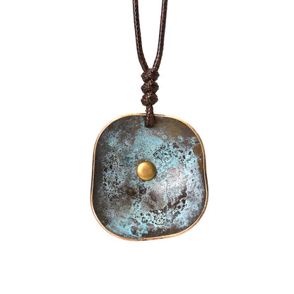 Oxidised Brass Square Pendant Necklace | Handcrafted Unisex NK07