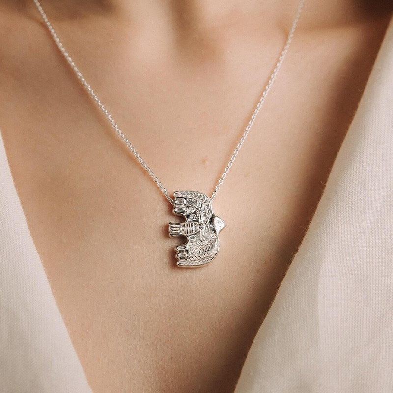 Wondrous Soaring Bird Stud Earrings | Engraved Artisan Jewellery E02 Earring