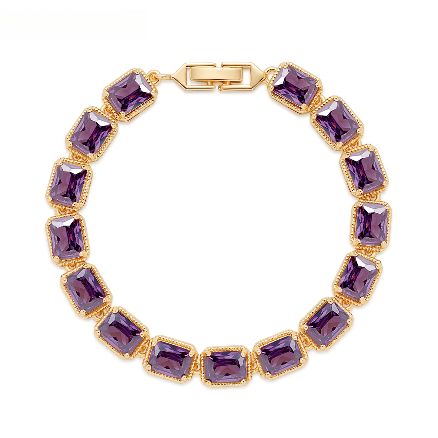 Gorgeous Dinner Bracelet Jewelry AAA Grade Zircon Inlaid Bracelet Purple zirconium (gold plated)