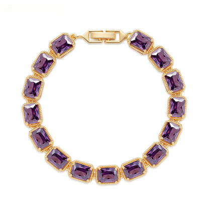 Gorgeous Dinner Bracelet Jewelry AAA Grade Zircon Inlaid Bracelet Purple zirconium (gold plated)
