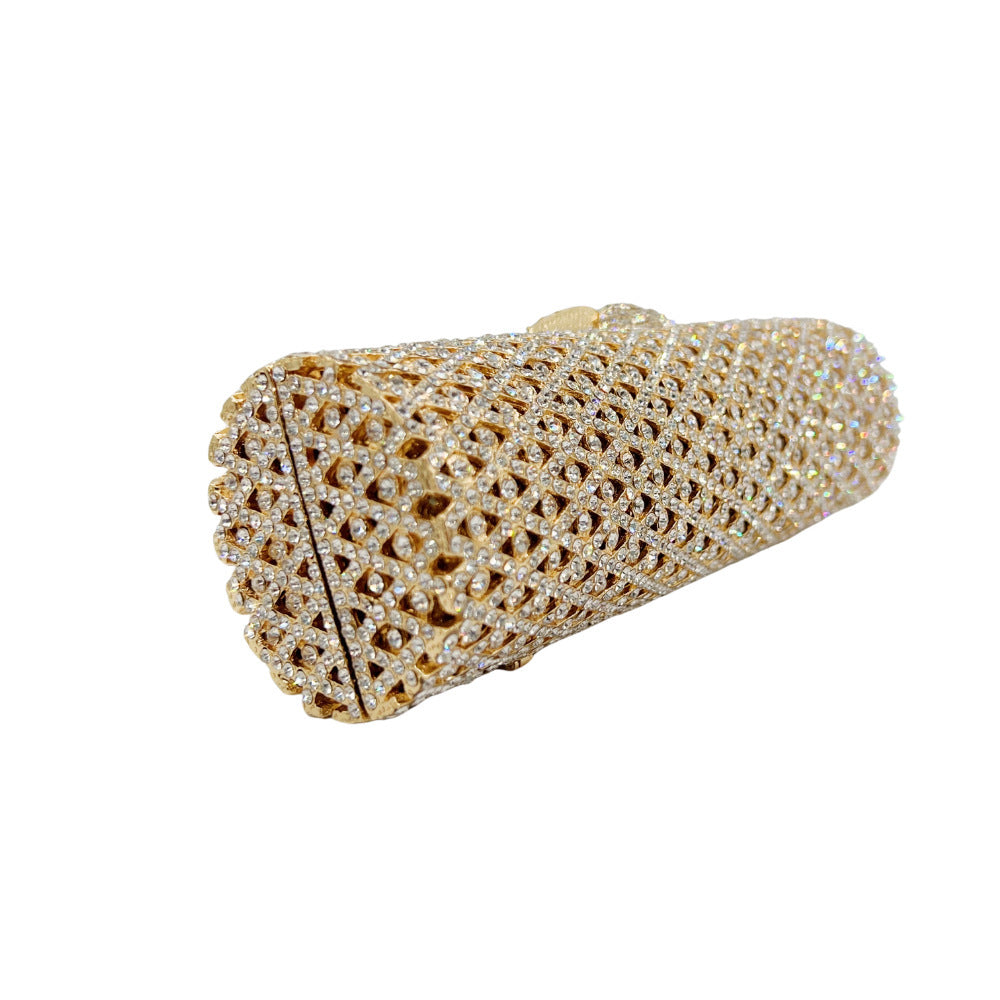 Luminous Hollow Metal Evening Clutch - Radiant Formal Statement | iBrilliance