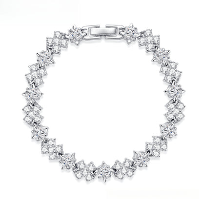 Gorgeous Dinner Bracelet Jewelry Red and White Zircon Inlaid Bracelet