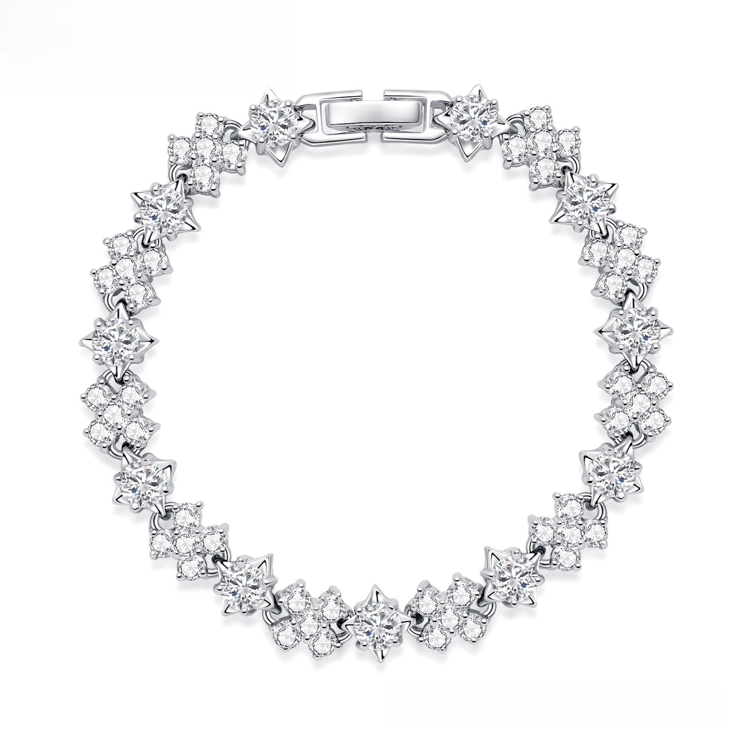 Gorgeous Dinner Bracelet Jewelry Red and White Zircon Inlaid Bracelet White Zirconium