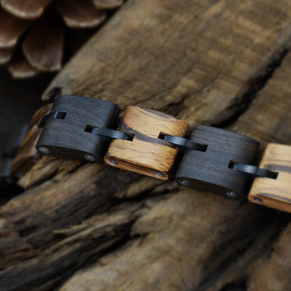 Sandalwood Bracelet | Vintage Stainless Steel & Natural Wood Bracelet
