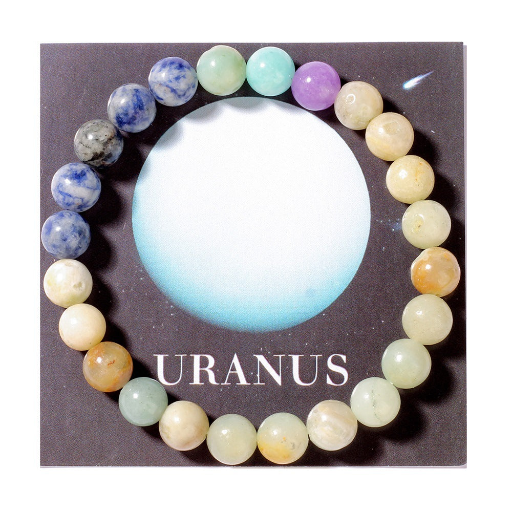 Cosmic Eight Planets Stone Bracelet for Men Beaded Tiger Eye Stone Saturn Beaded Bracelet Starry Sky