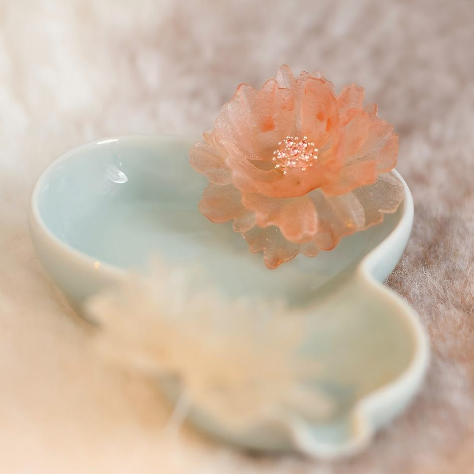 Ablaze | Sculptural Leather Peony Earrings E02
